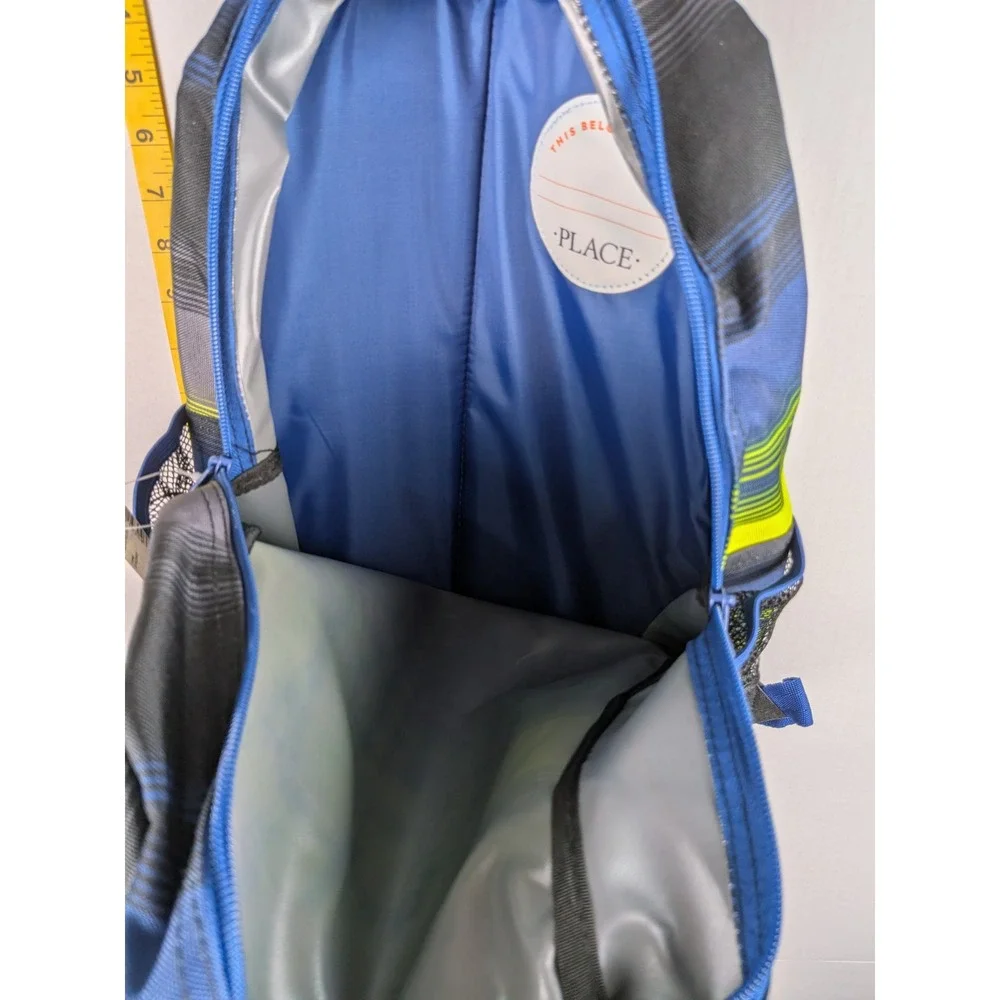 The Childrens Place Boys Striped Backpack Blue Grey Lime‎ Green School Bag NWT